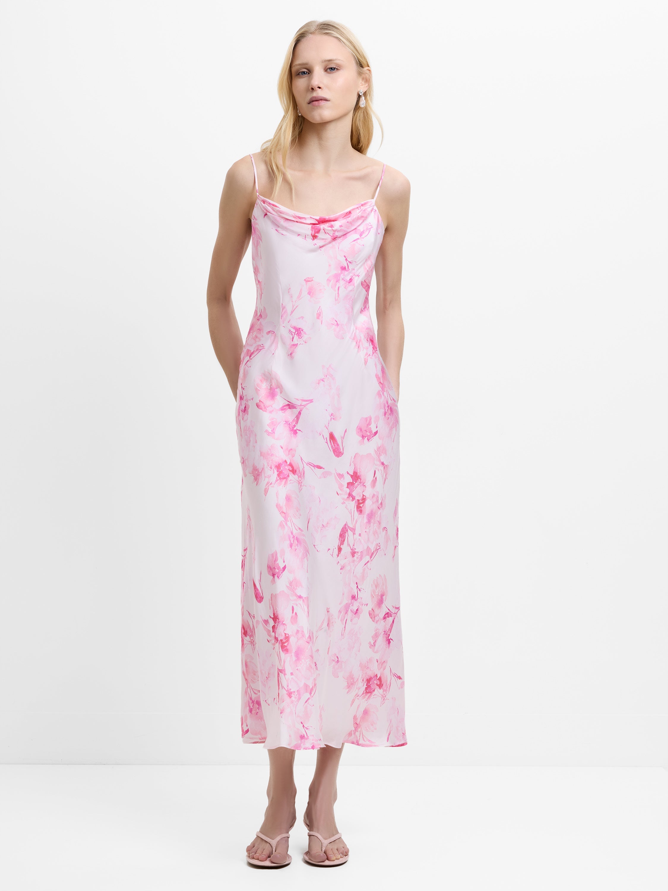 Oona Satin Sophie Fleur Midi Dress