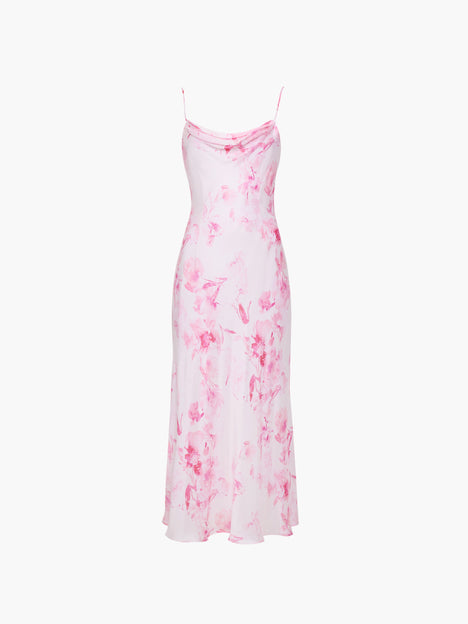 Oona Satin Sophie Fleur Midi Dress