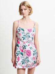 York Satin Pink Floral Print Mini Dress