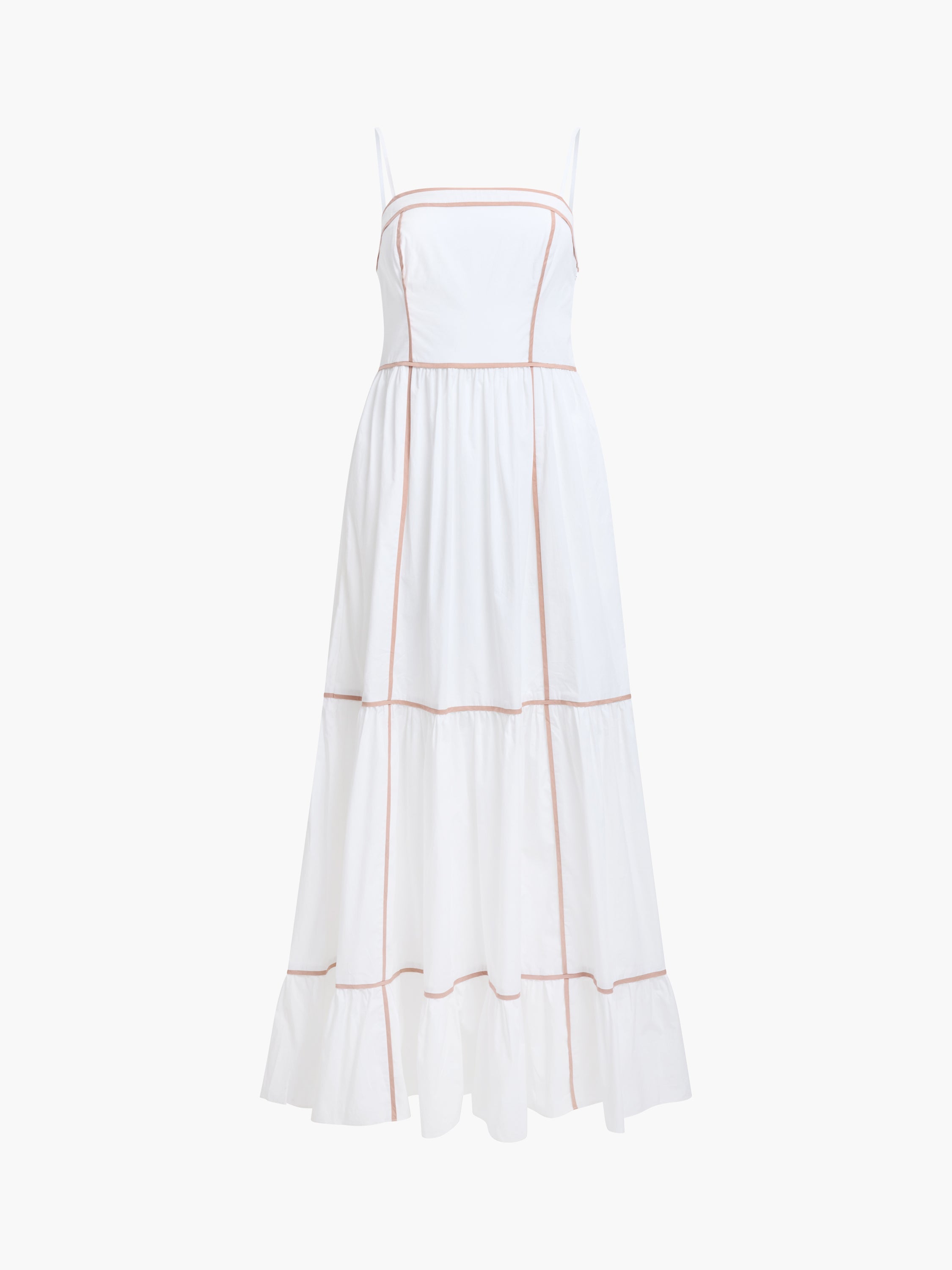 Cambria Cotton Contrast Trim White Maxi Dress
