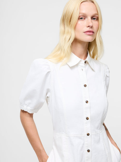 Chambray Denim Button Through Shirt Dress