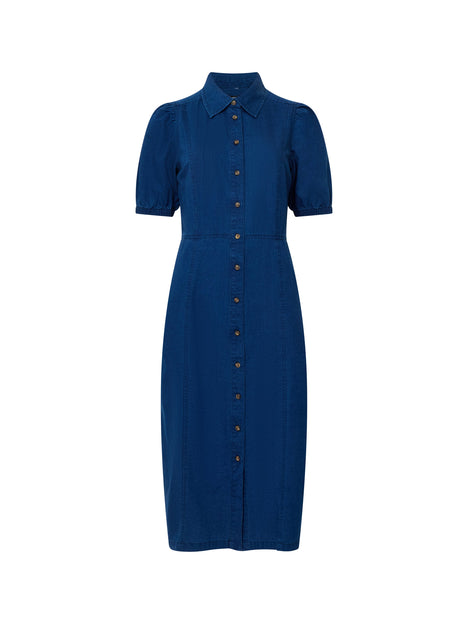 Chambray Denim Button Through Shirt Dress