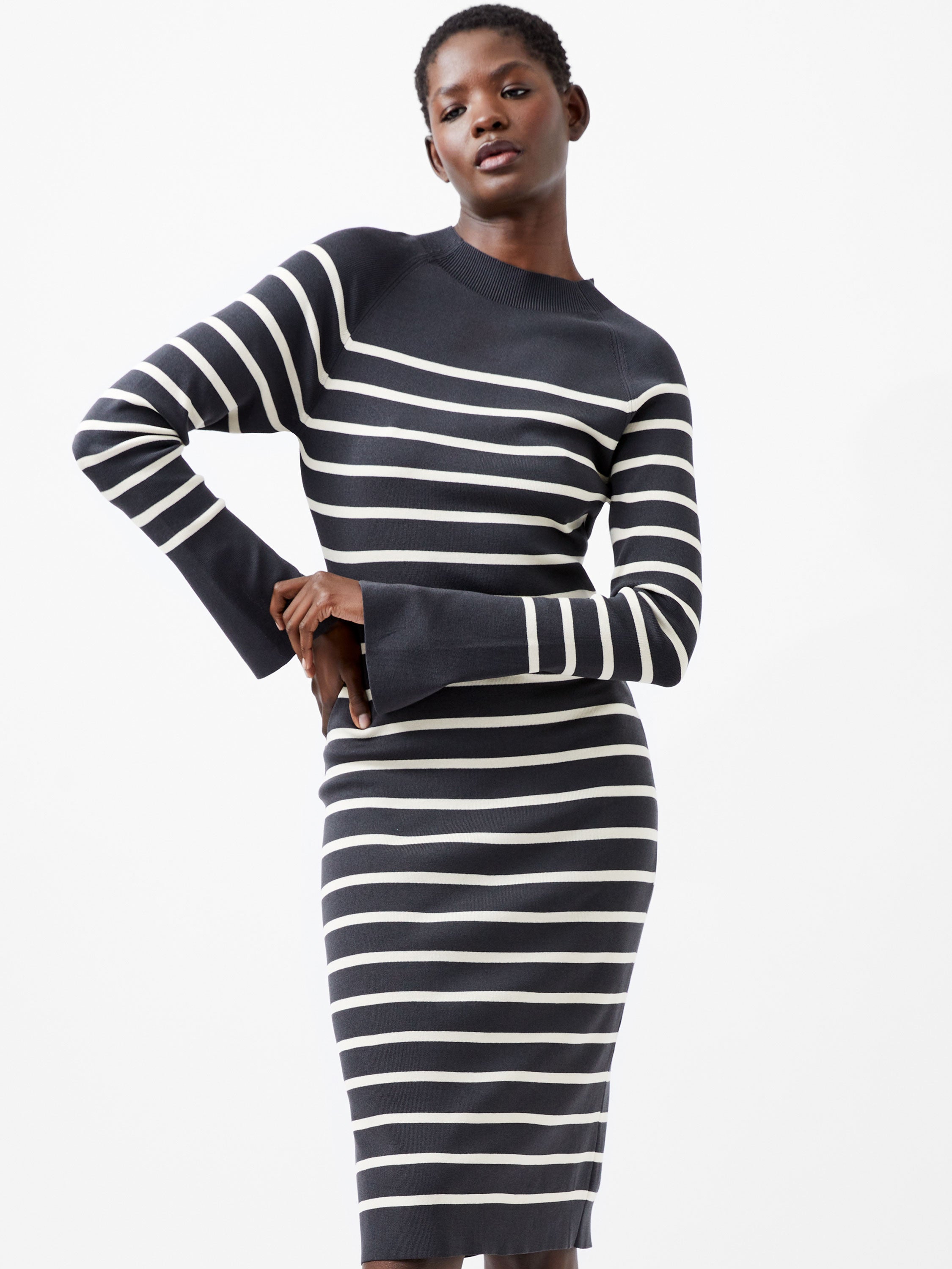 Milena Striped Knit Midi Dress