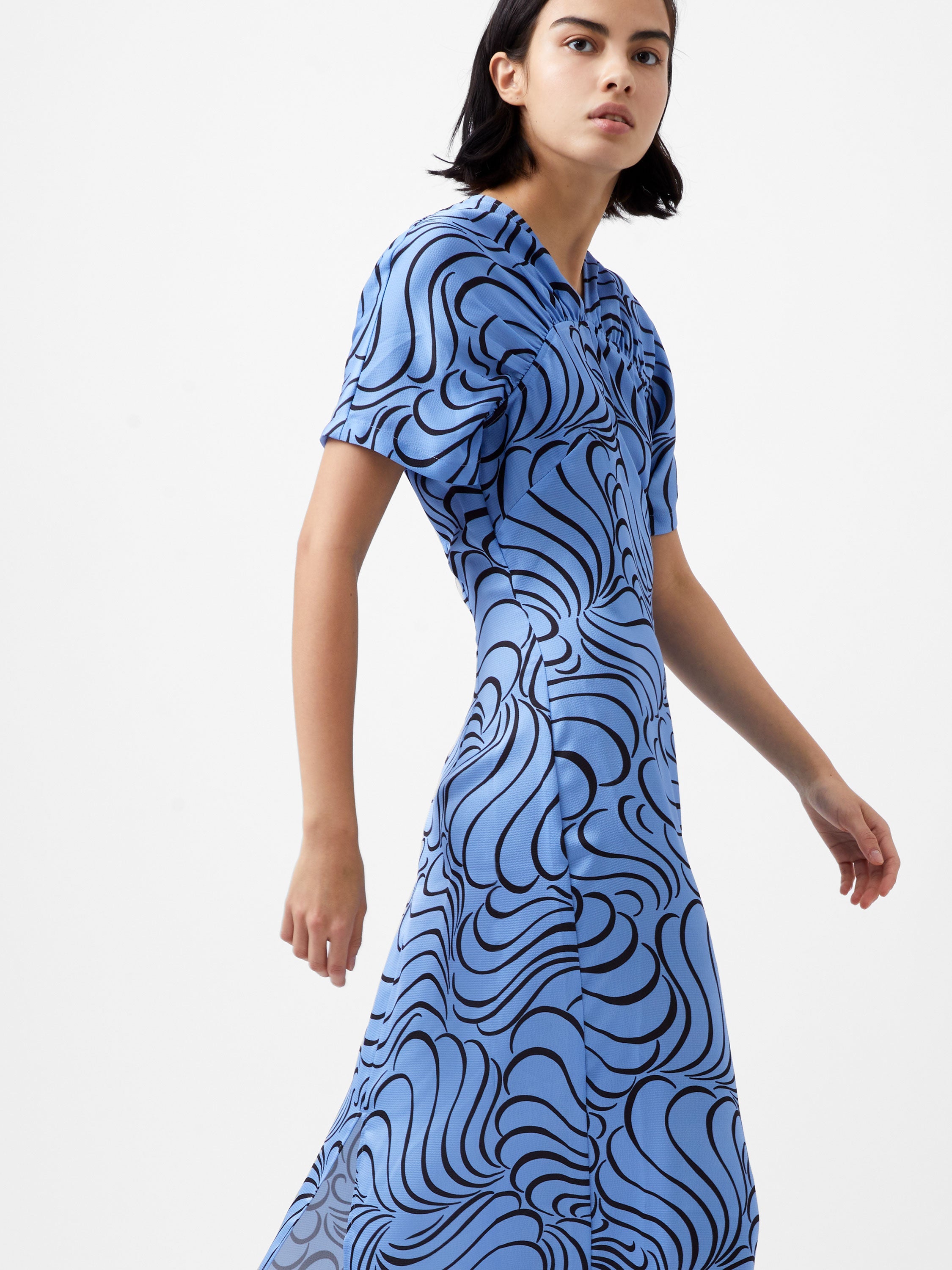 fcuk blue dress Sunset Stripe Strapless Dress in Blue Multi