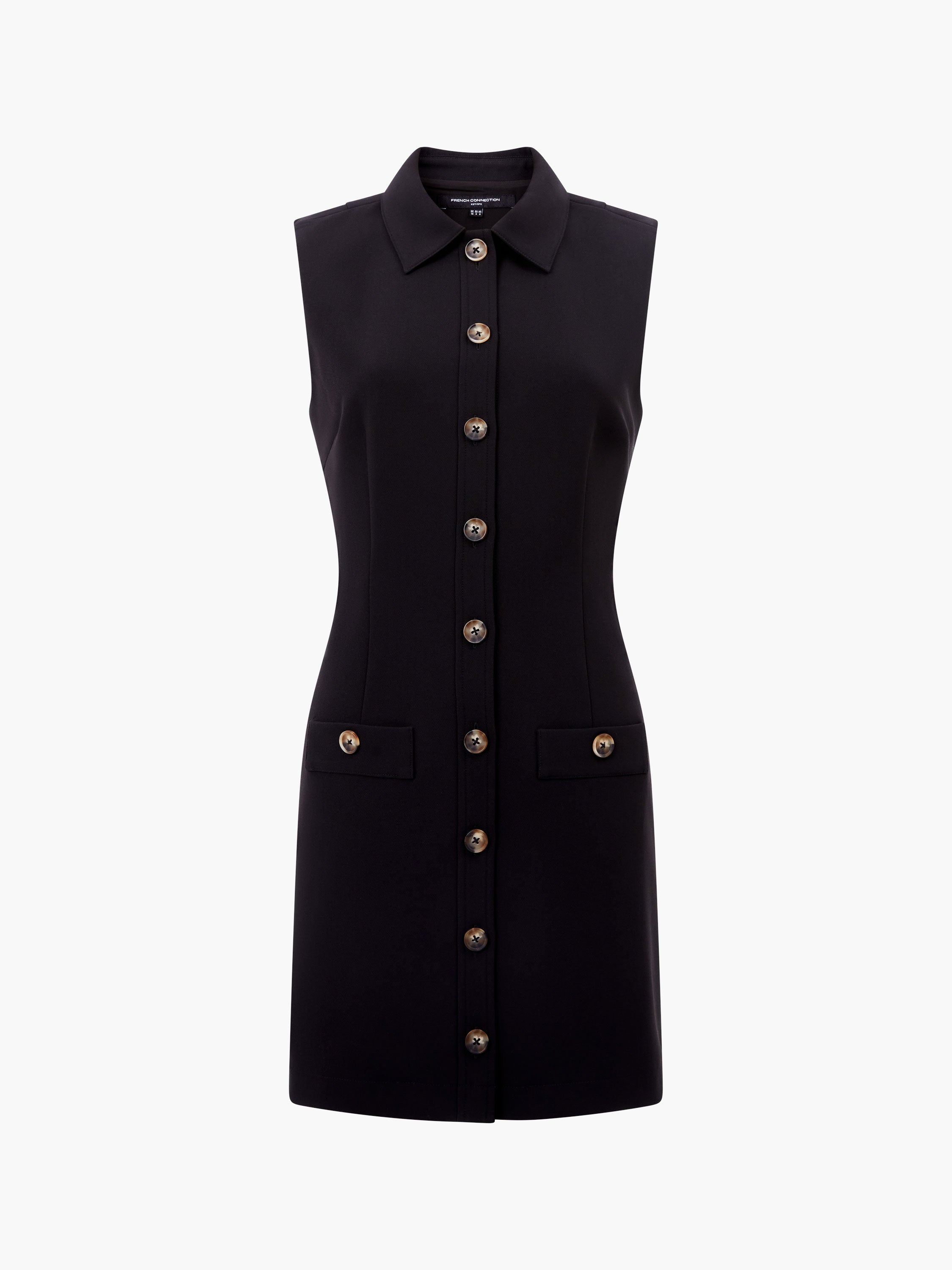 Azra Twill Sleeveless Button Mini Dress