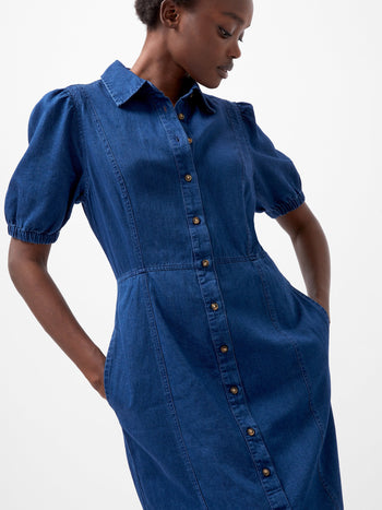 Chambray Button Through Shirt Dress