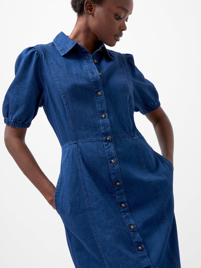 Chambray Button Through Denim Shirt Dress | French Connection EU