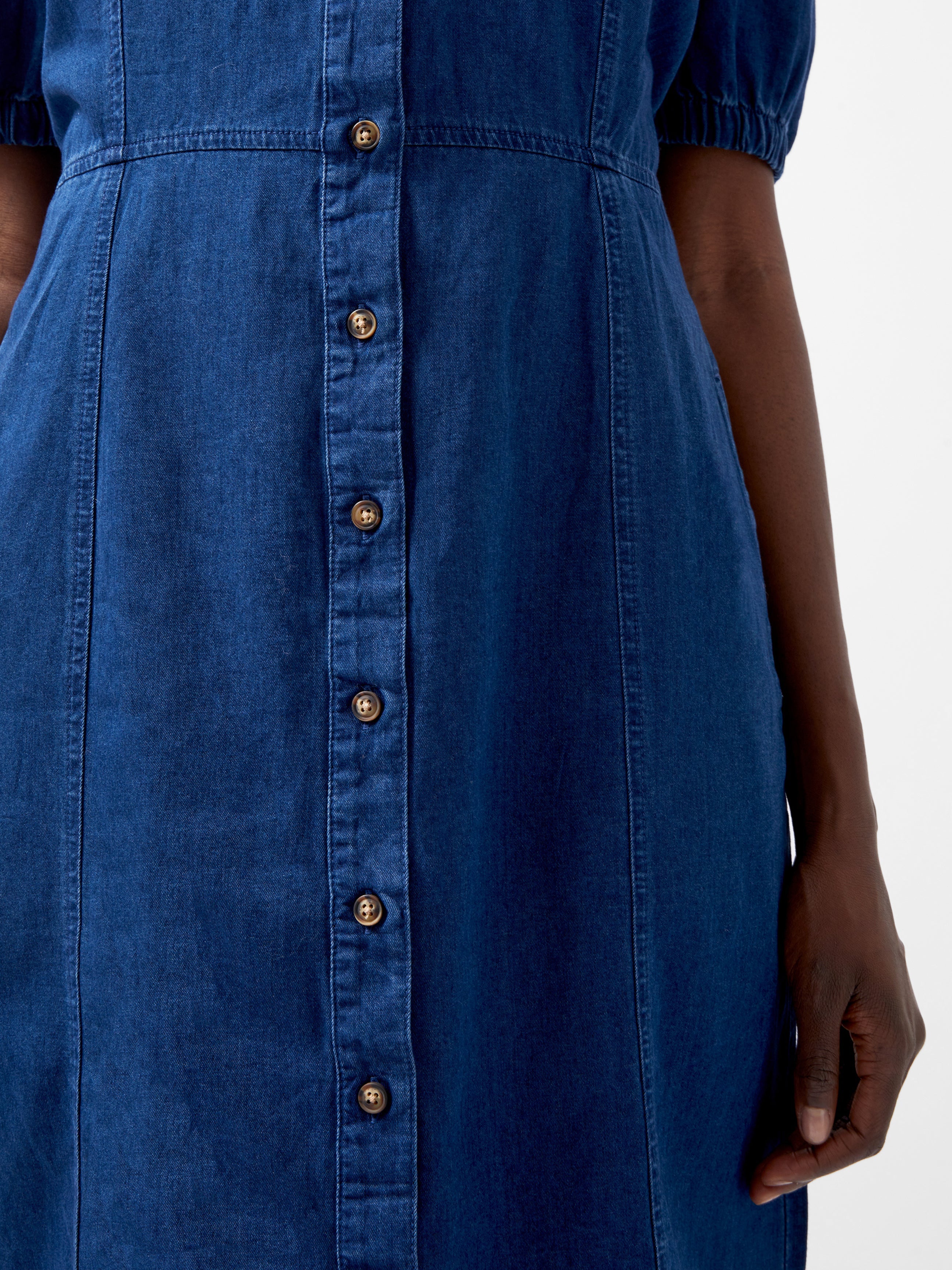 Chambray Button Through Denim Shirt Dress