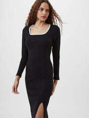 Rassia Rib Square Neck Midi Dress