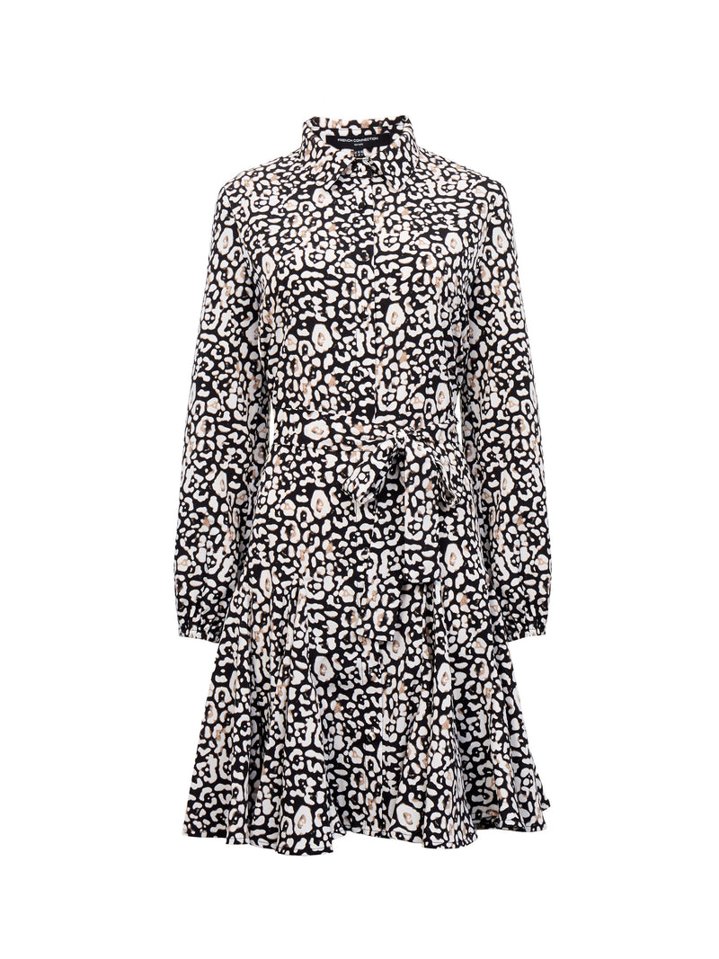 Leopard Print Collared Swing Dress