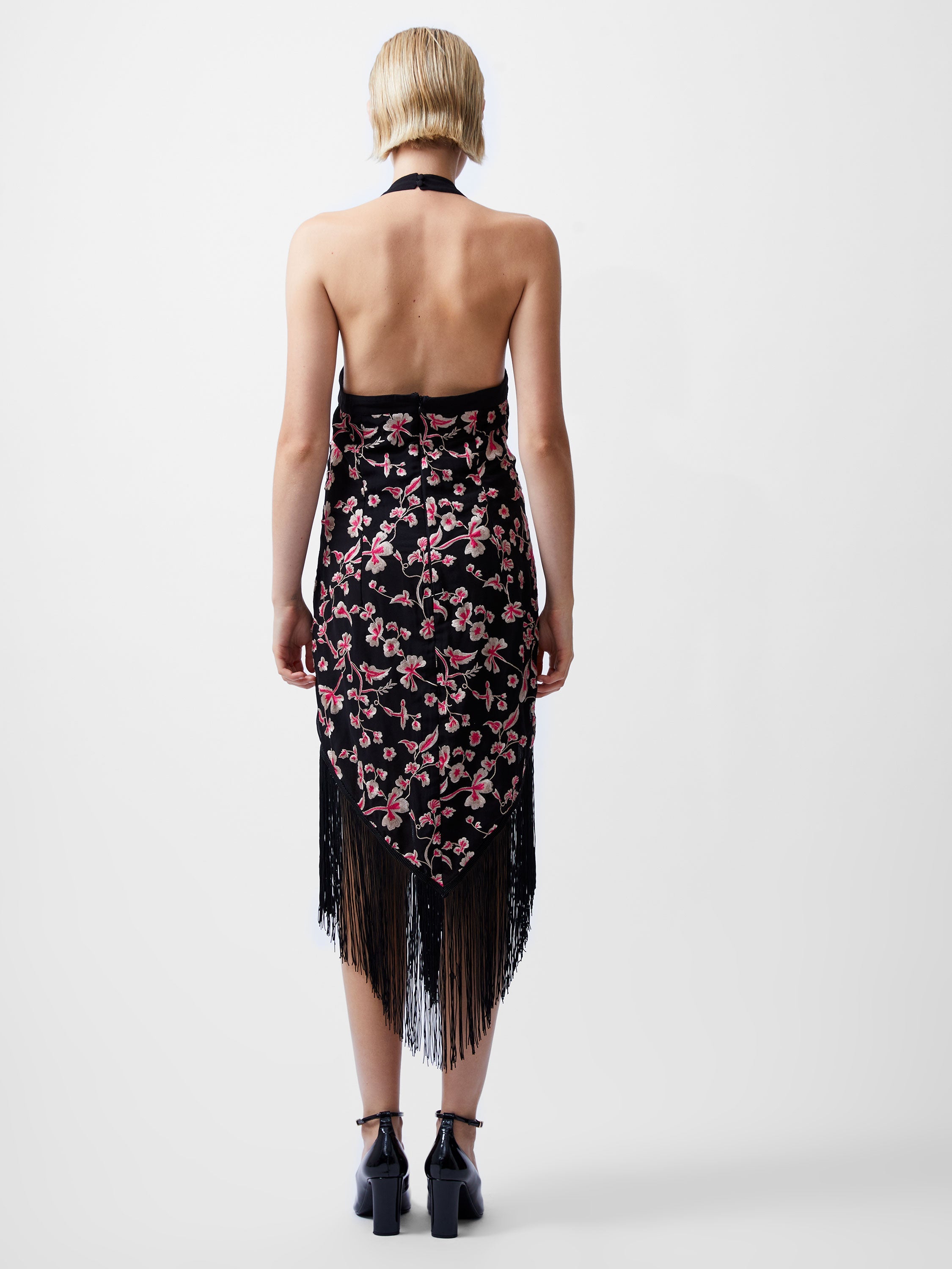 Bryony Embroidery Fringed Halterneck Dress