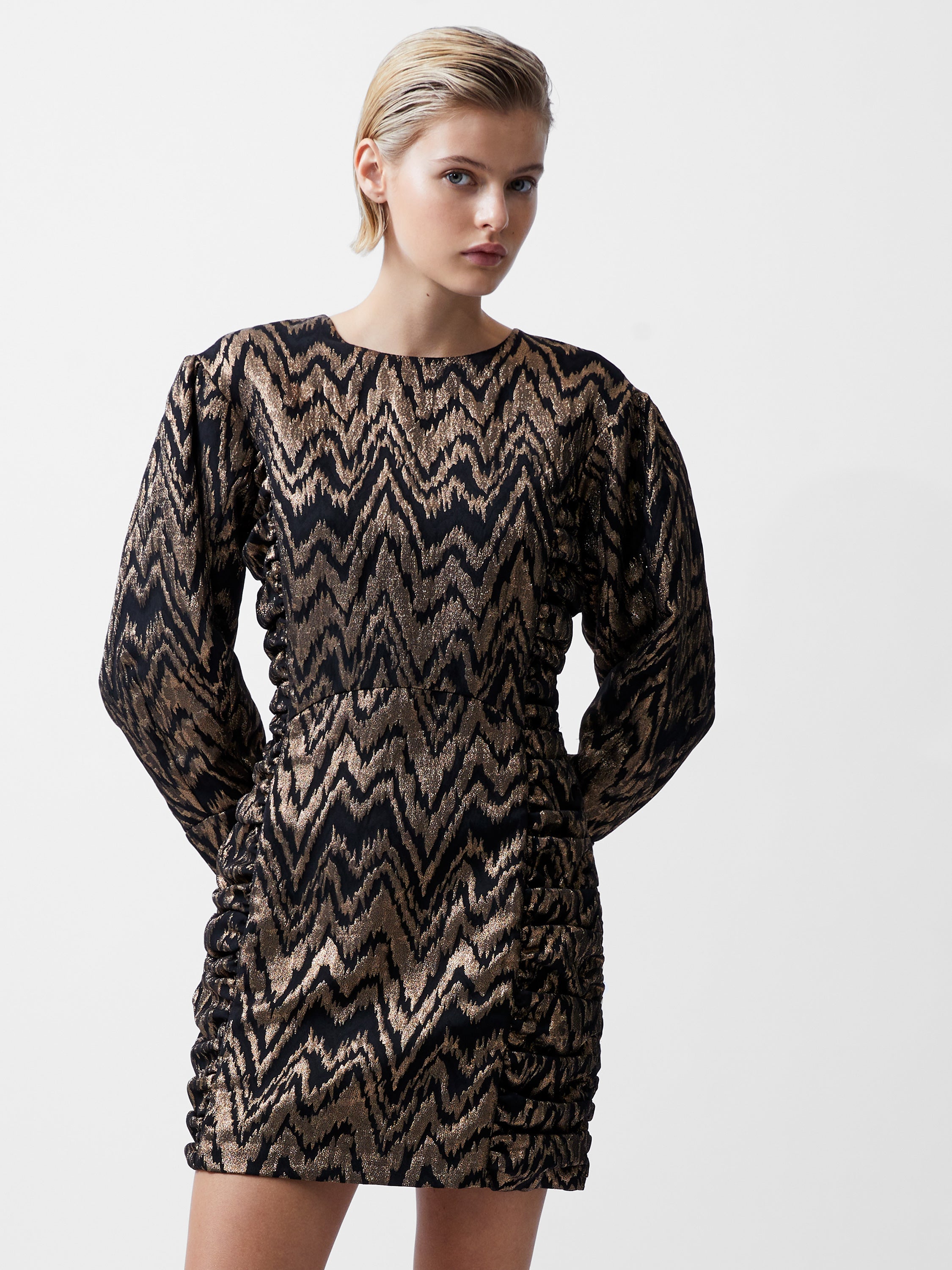 Ellery Eco Jacquard Puff Sleeve Mini Dress