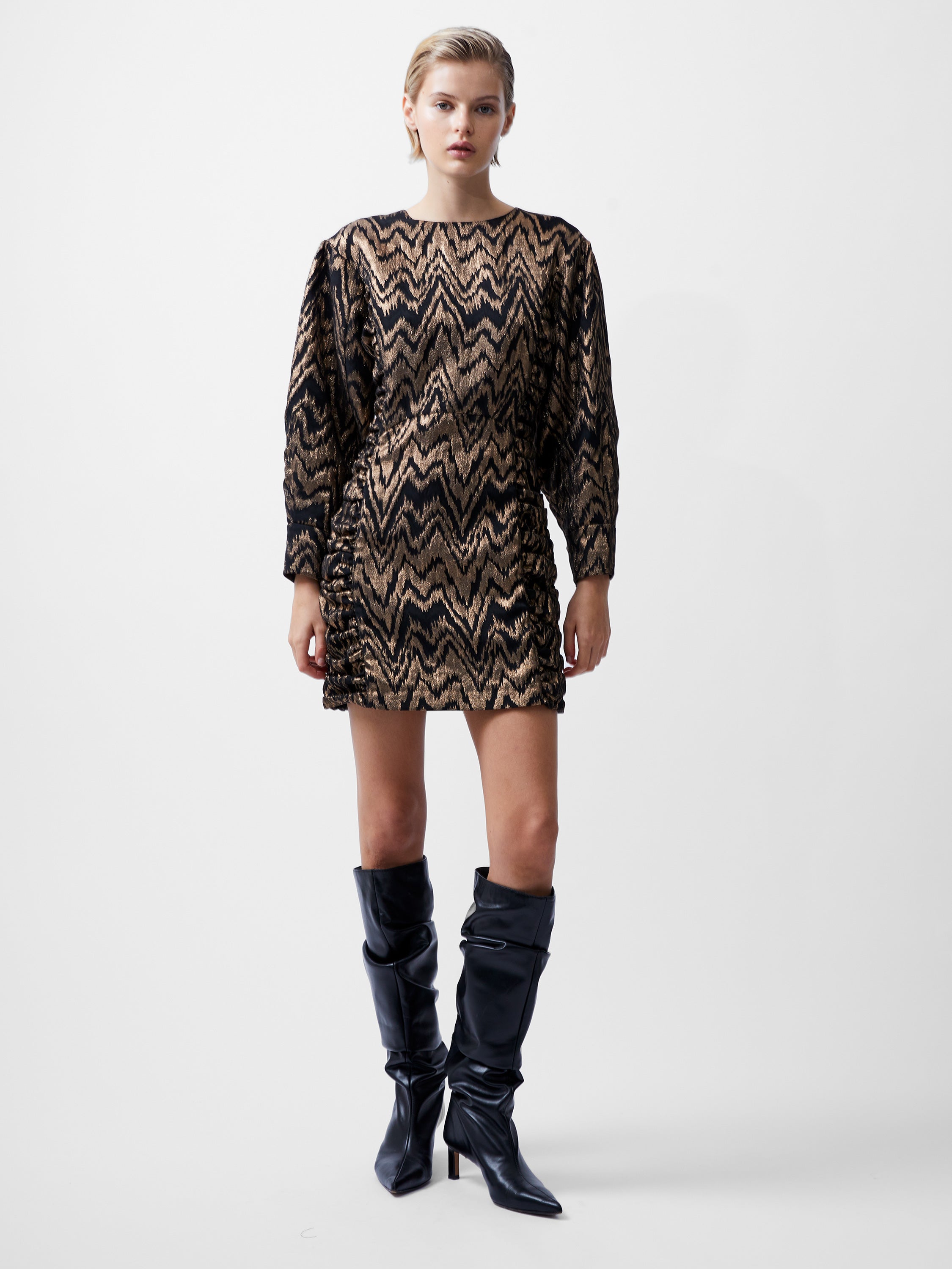 Ellery Eco Jacquard Puff Sleeve Mini Dress