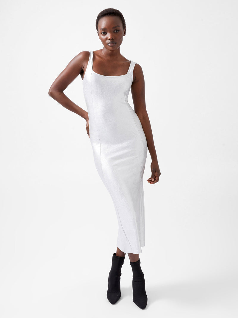 Vista Ribbed Foil Coated Midi Dress French Connection EU