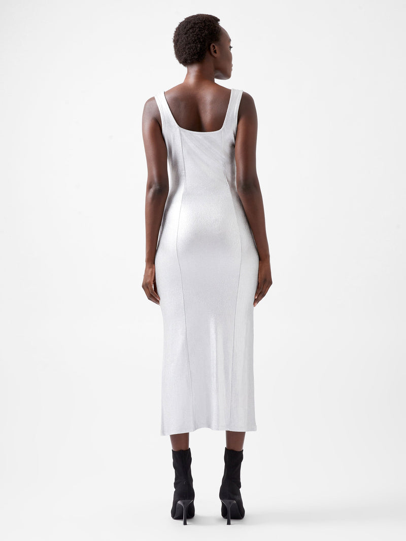 Vista Ribbed Foil Coated Midi Dress