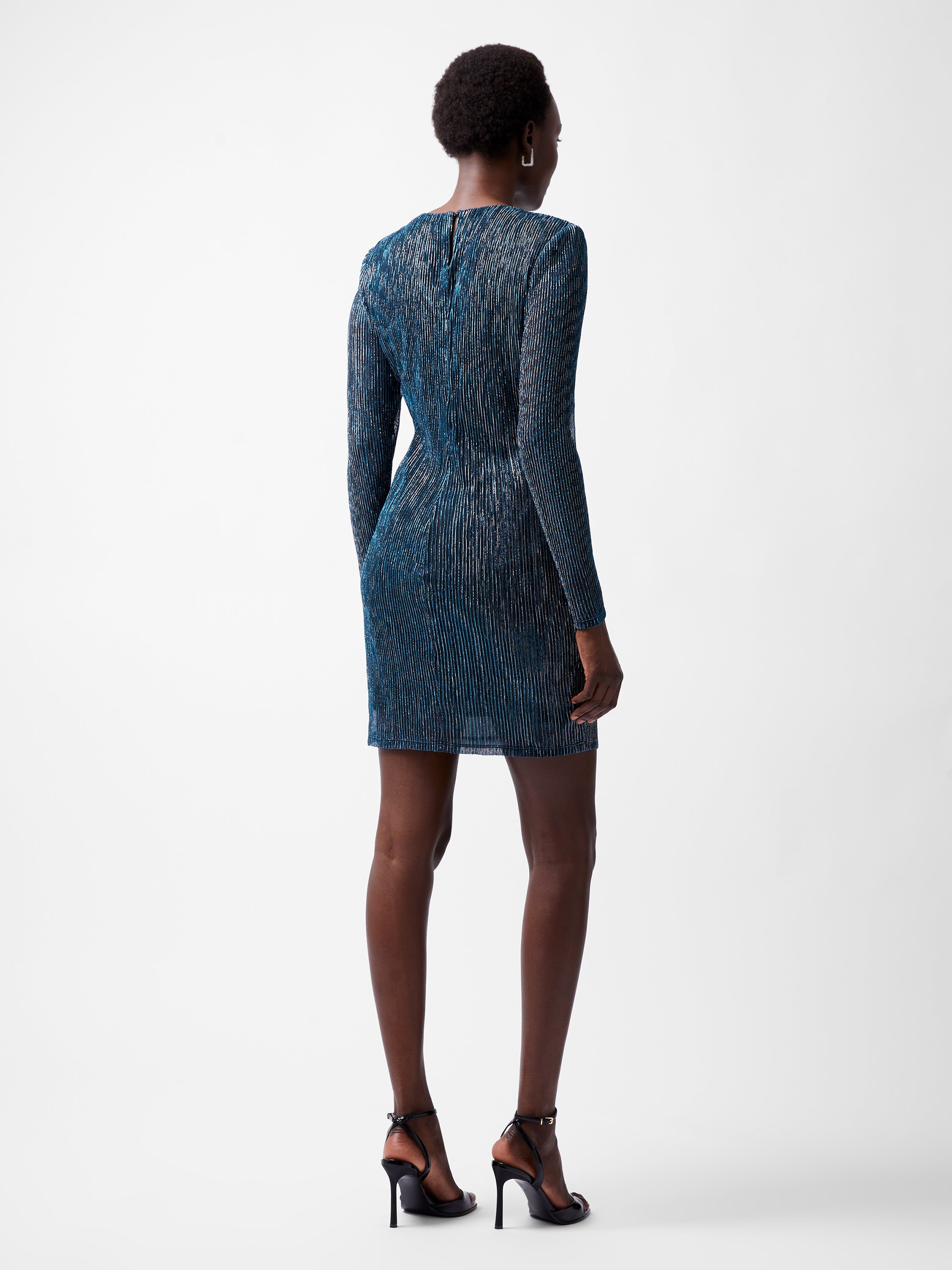 Tamy Lurex Long Sleeve Fitted Mini Dress