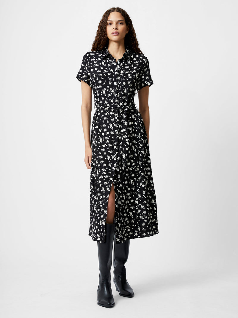 Printed Short Sleeve Shirt Dress