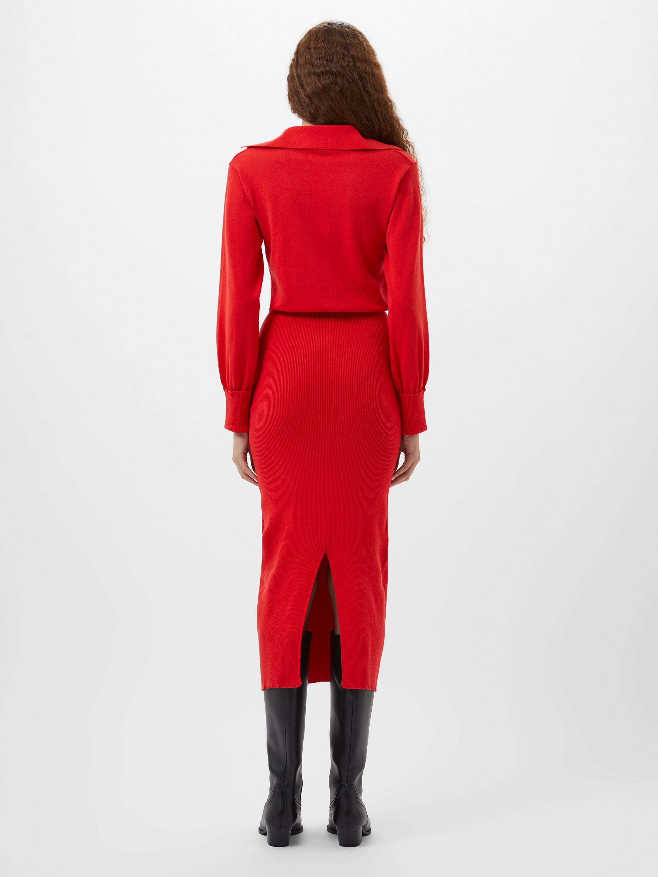 Mozza Collared Knit Midi Dress