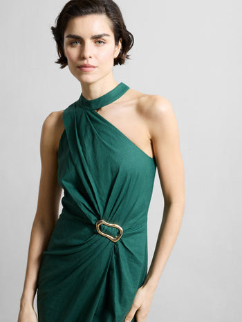 Aspen Linen Blend Halterneck Midi Dress