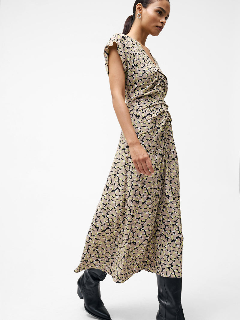 Lillian Eco Draped Front Midi Dress