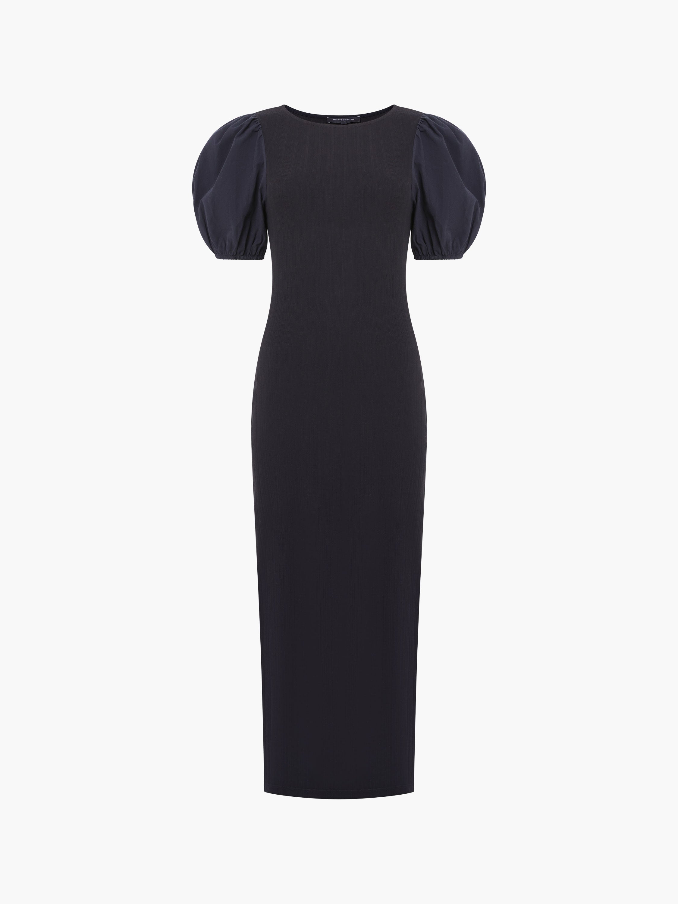 Sasia Ribbed Puff Sleeve Midi Dress