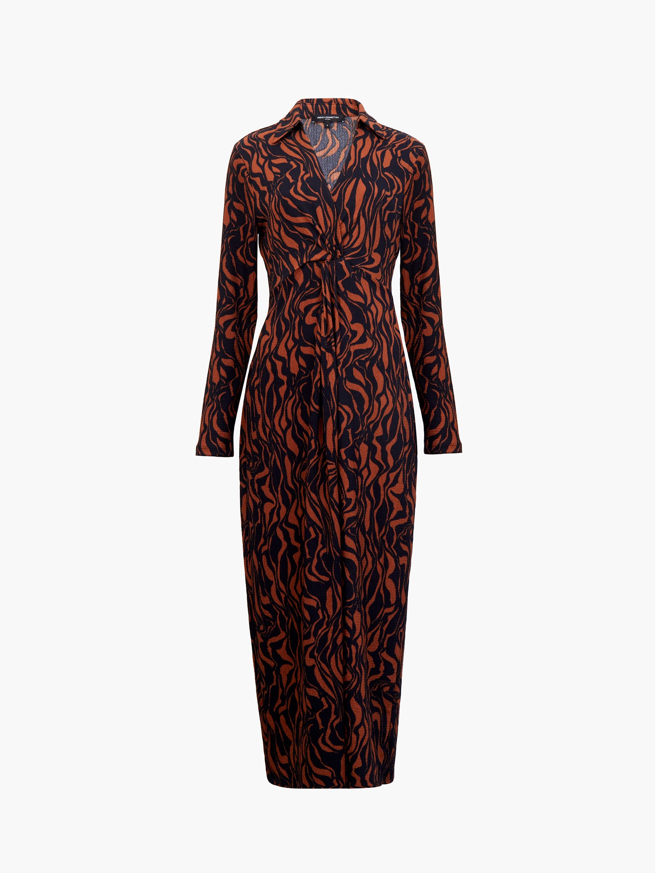 Zaria Textured Abstract Print Long Sleeve Dress