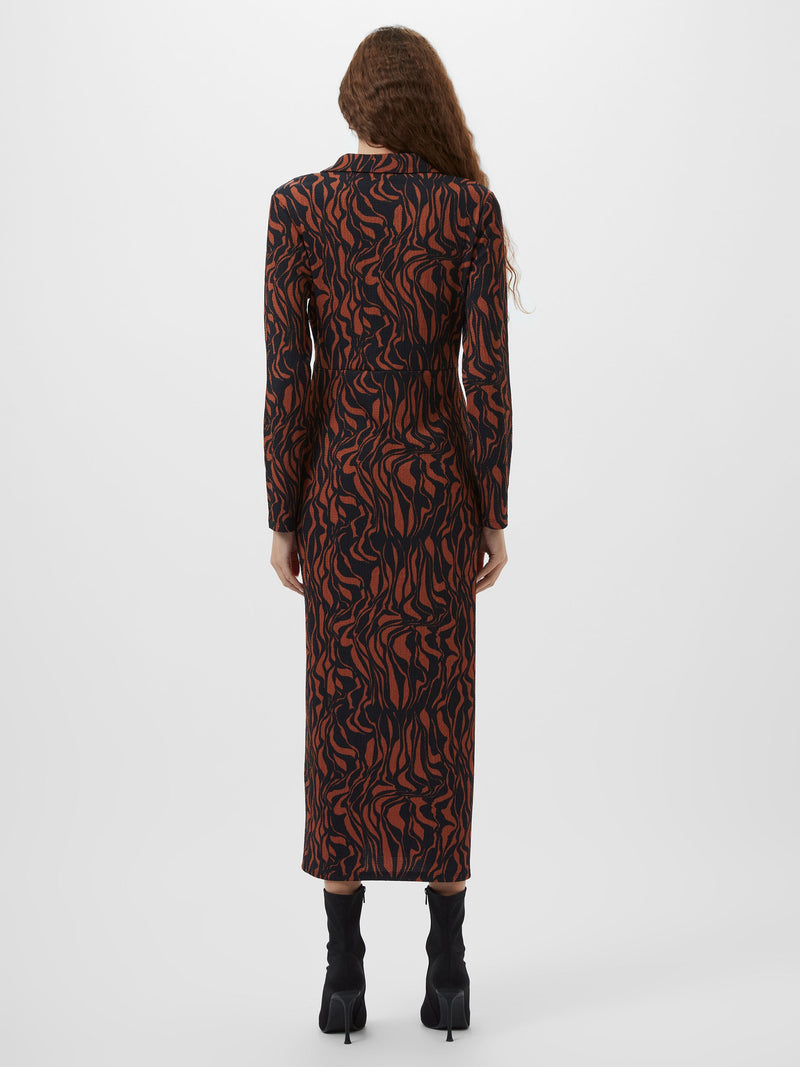 Zaria Textured Abstract Print Long Sleeve Dress