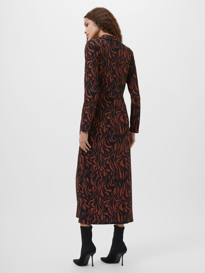 Zaria Textured Abstract Print Long Sleeve Dress