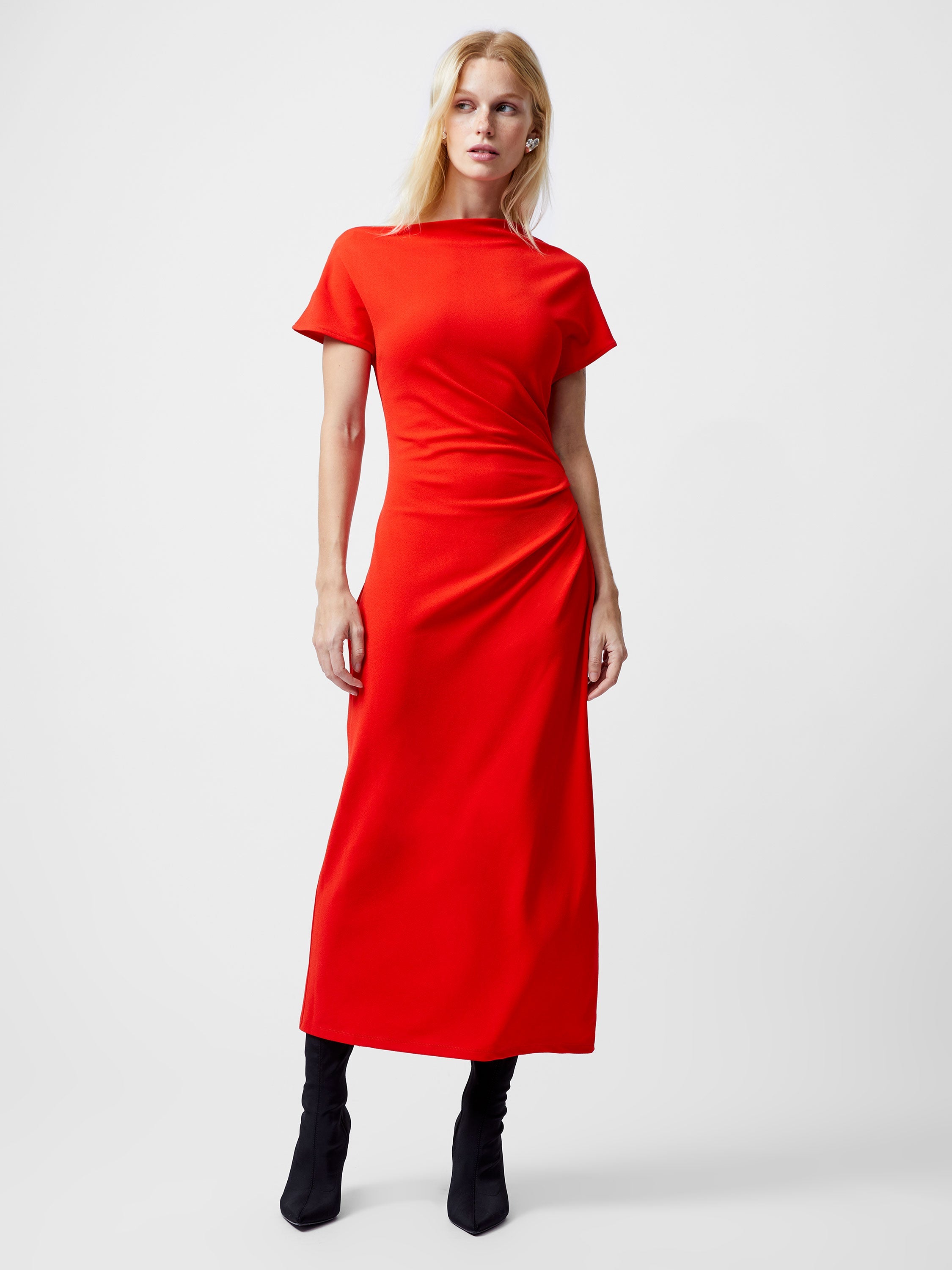 Valetta Gathered Off Shoulder Midi Dress