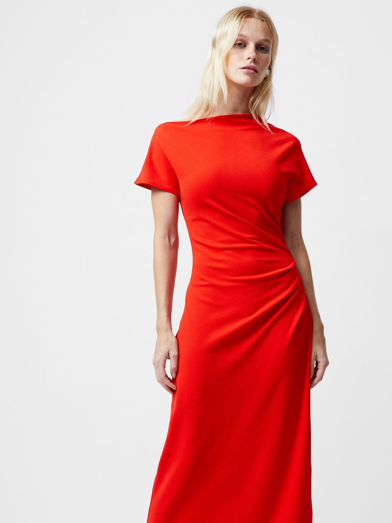 Valetta Gathered Off Shoulder Midi Dress