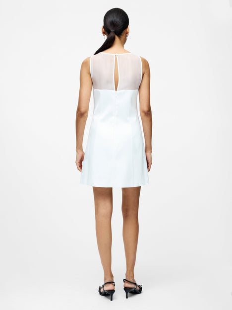 Carey Satin Slash Neck Chiffon Mini Dress
