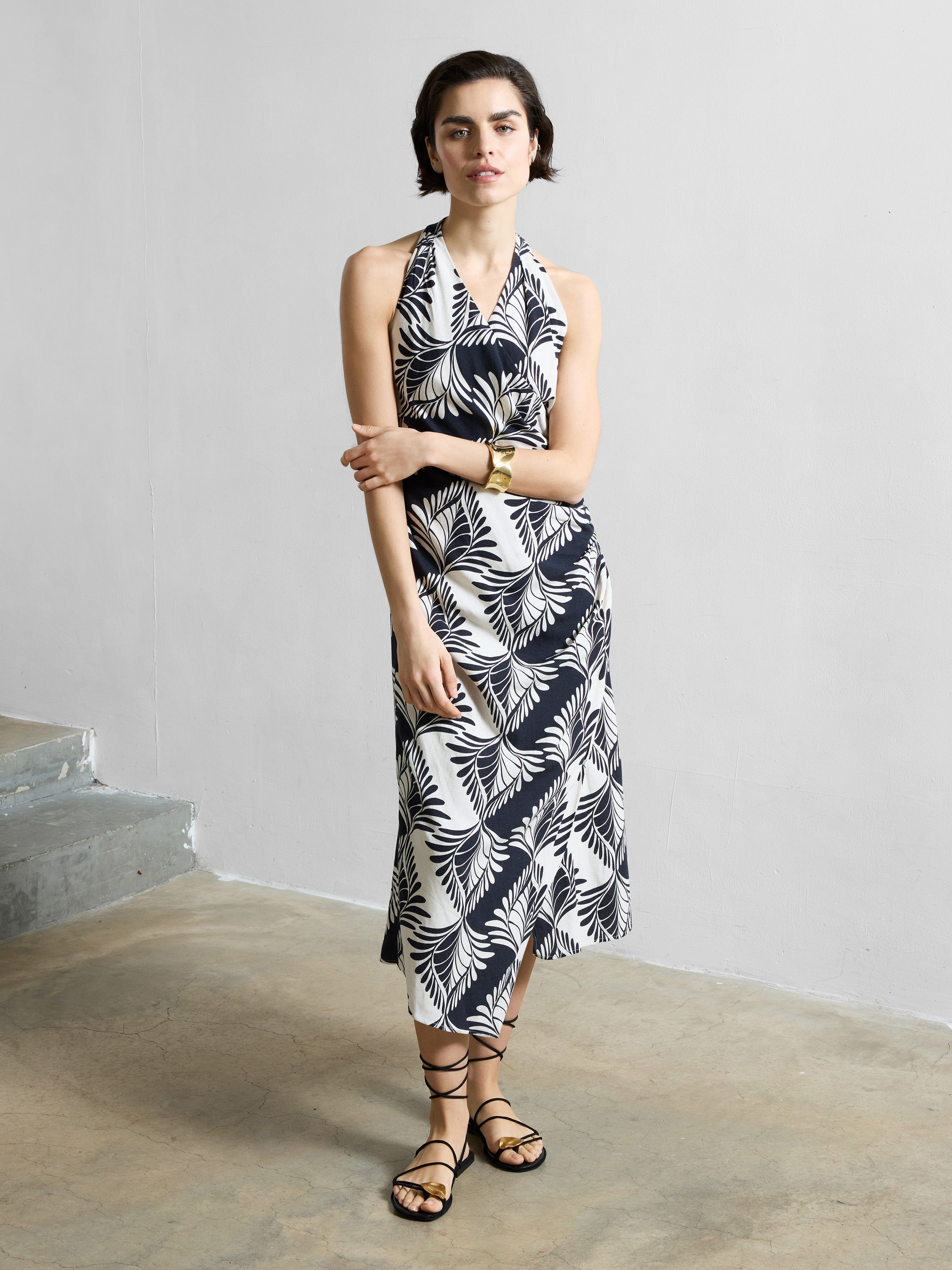 ariette maxi dress Ariette Linen Blend Crossover Midi Dress