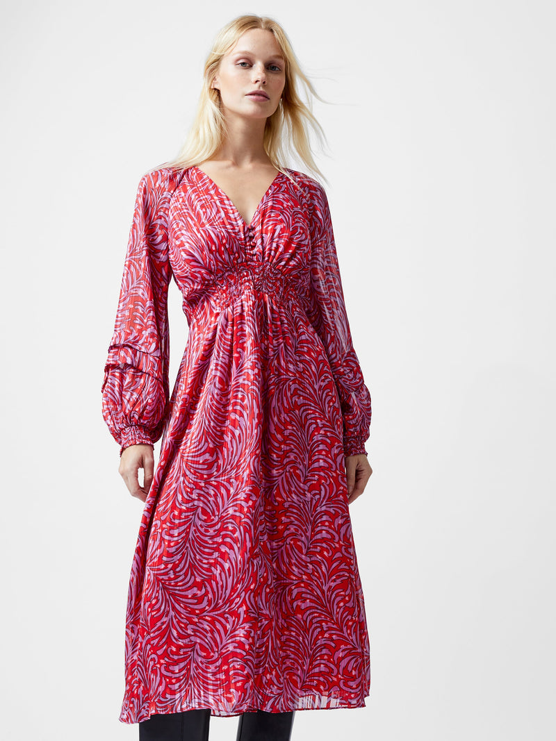 Amy Callista Printed Long Sleeve Midi Dress