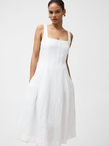 Birdie Linen Square Neck Dress