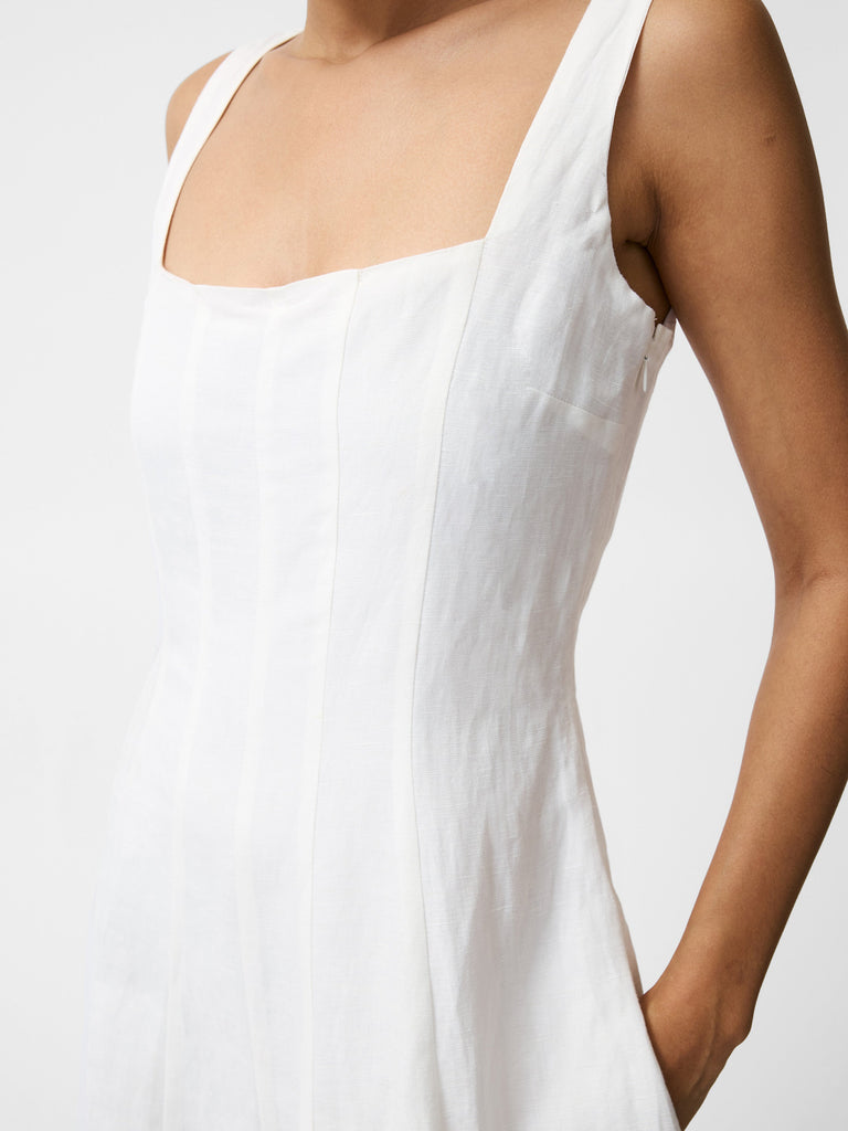 chinese dress ladies Birdie Linen Square Neck Dress Summer White