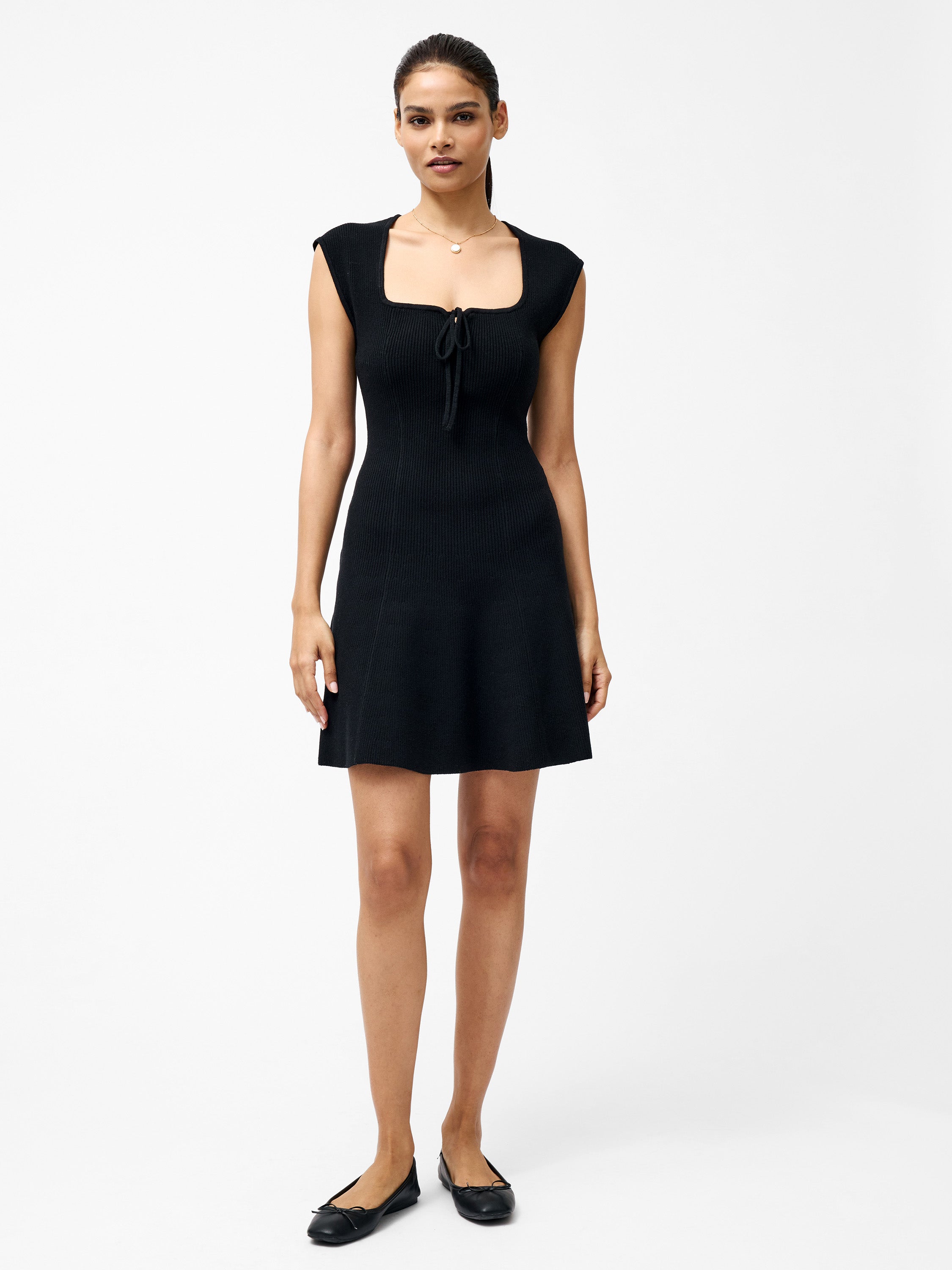 Cosysoft Tie Front Flared Mini Dress