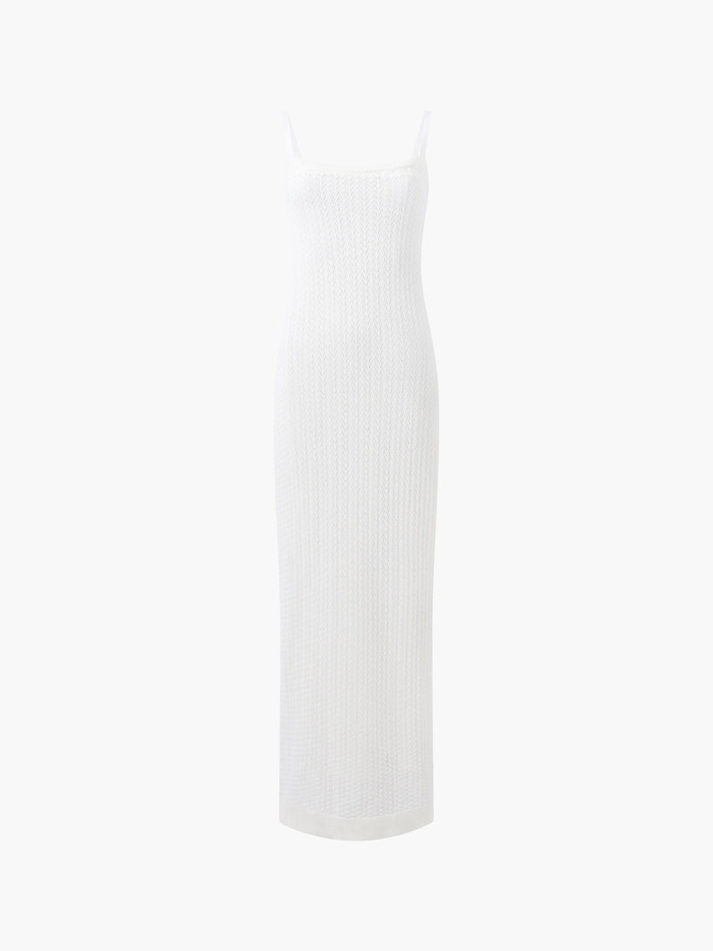 Cotton Blend Pointelle Midi Dress