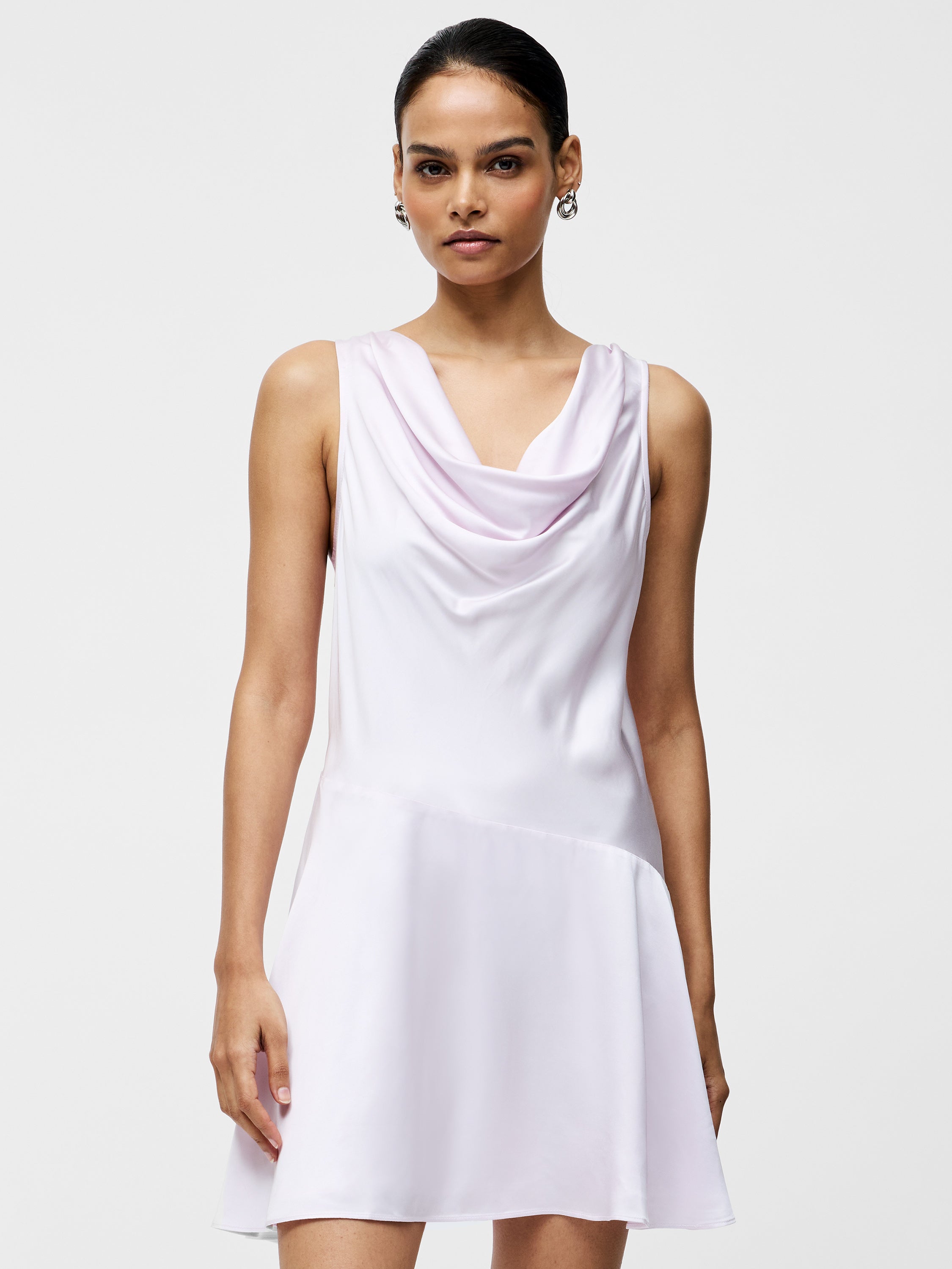 Oona Satin Asymmetrical Mini Dress Sweet Pink