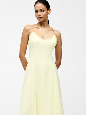 Raya Chiffon Ruffle Neck Midi Dress