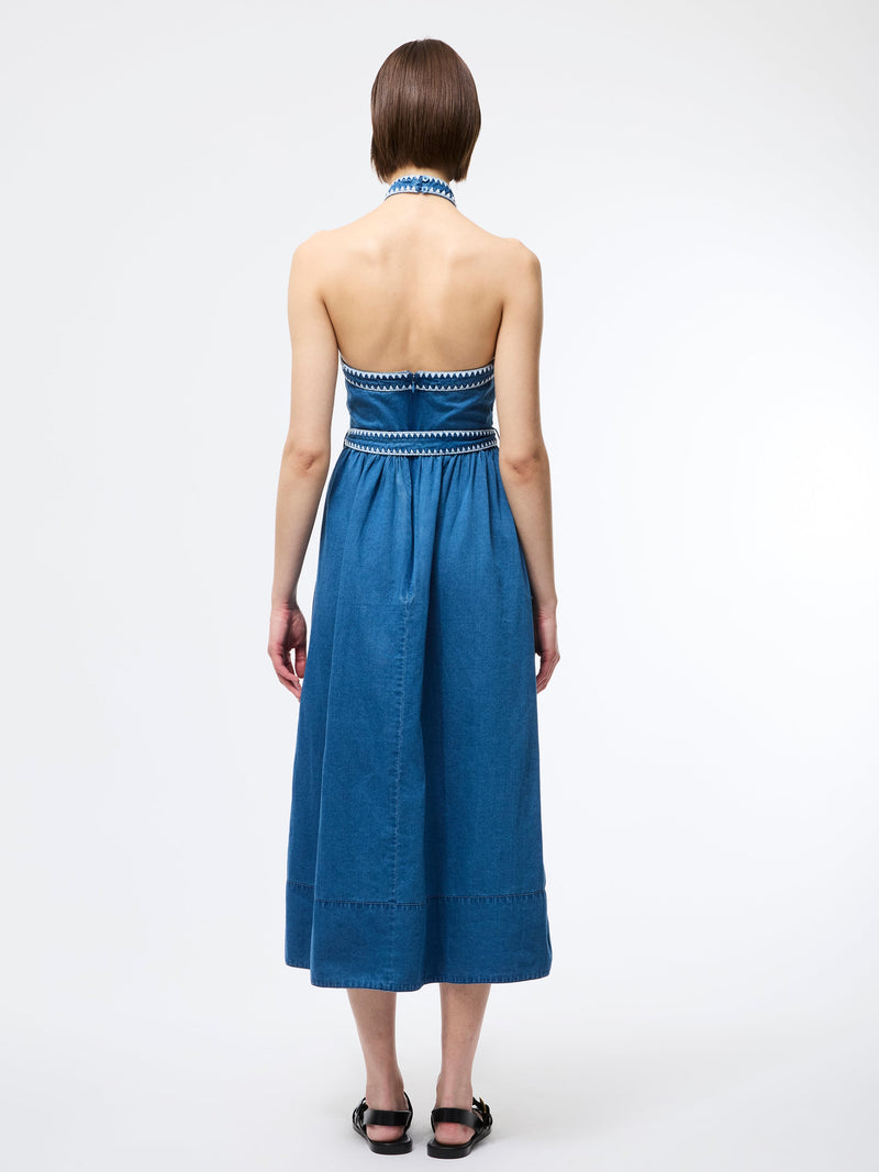 Zaves Chambray Halterneck Midi Dress