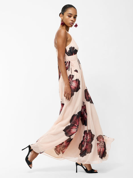 Elyse Hallie Crinkle V Neck Maxi Dress