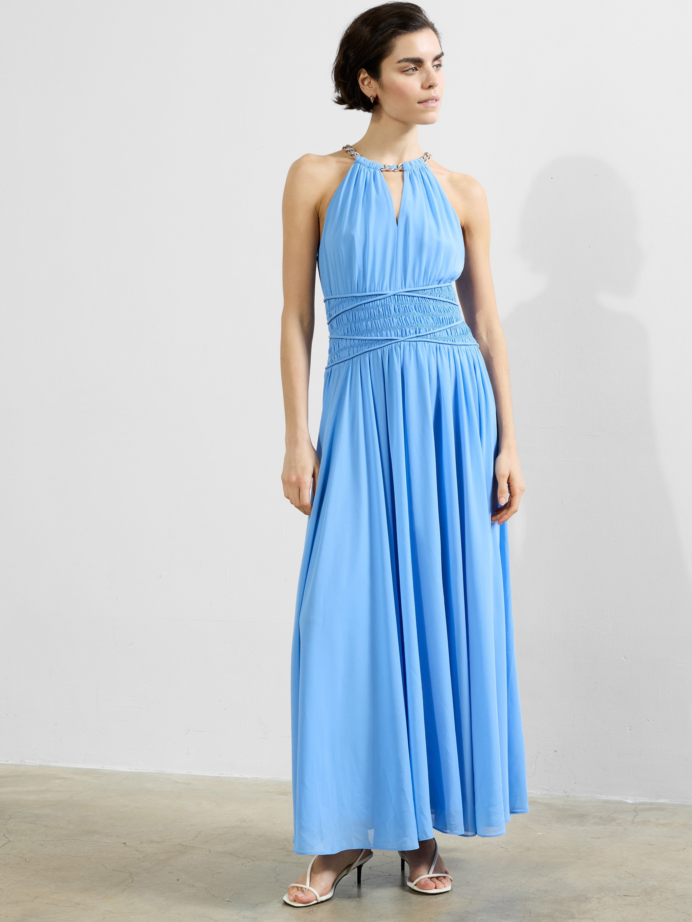 Eden Georgette Halterneck Maxi Dress