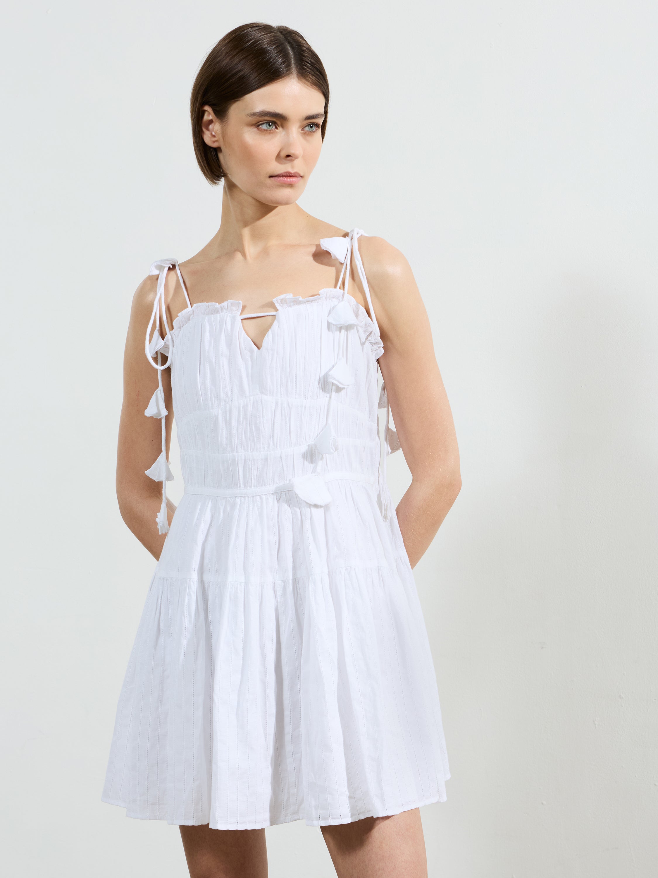 Amra Cotton Gathered Mini Dress