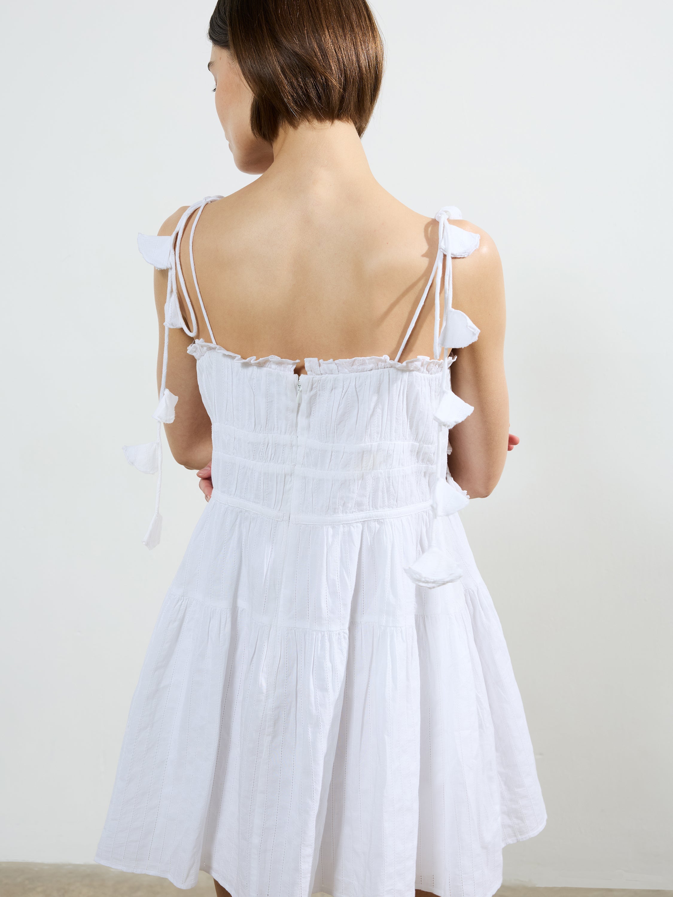 Amra Cotton Gathered Mini Dress