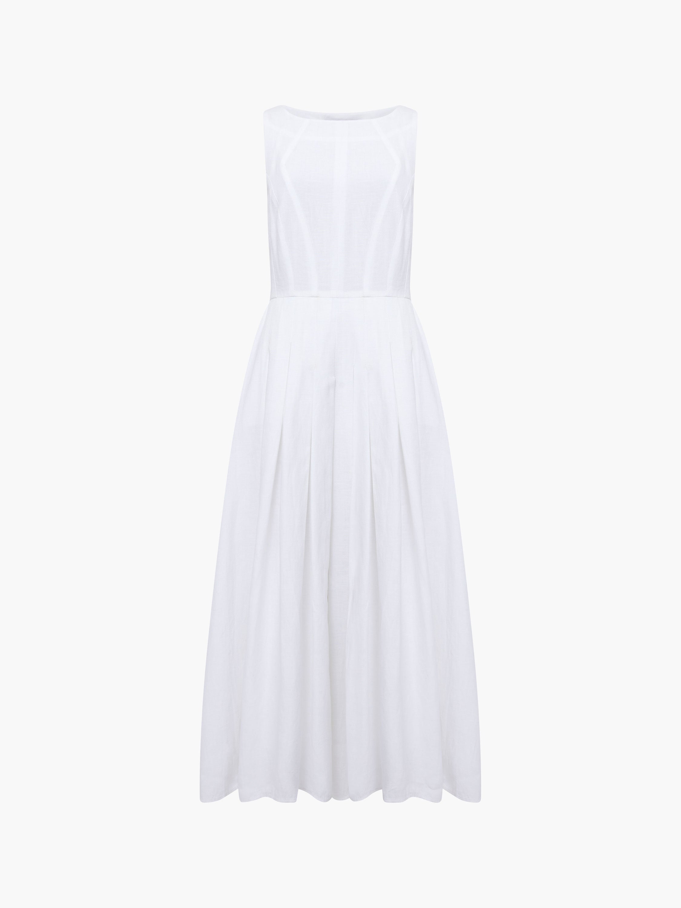 Ariette Linen Blend Sleeveless Midi Dress Linen White