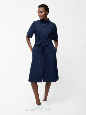 Poplin Tie Waist Shirt Dress