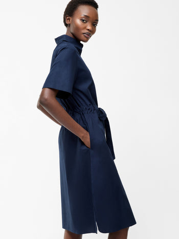Poplin Tie Waist Shirt Dress