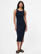 Ribbed Slash Neck Midi Dress