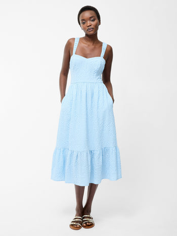 Sweetheart Textured Strap Midi Dress