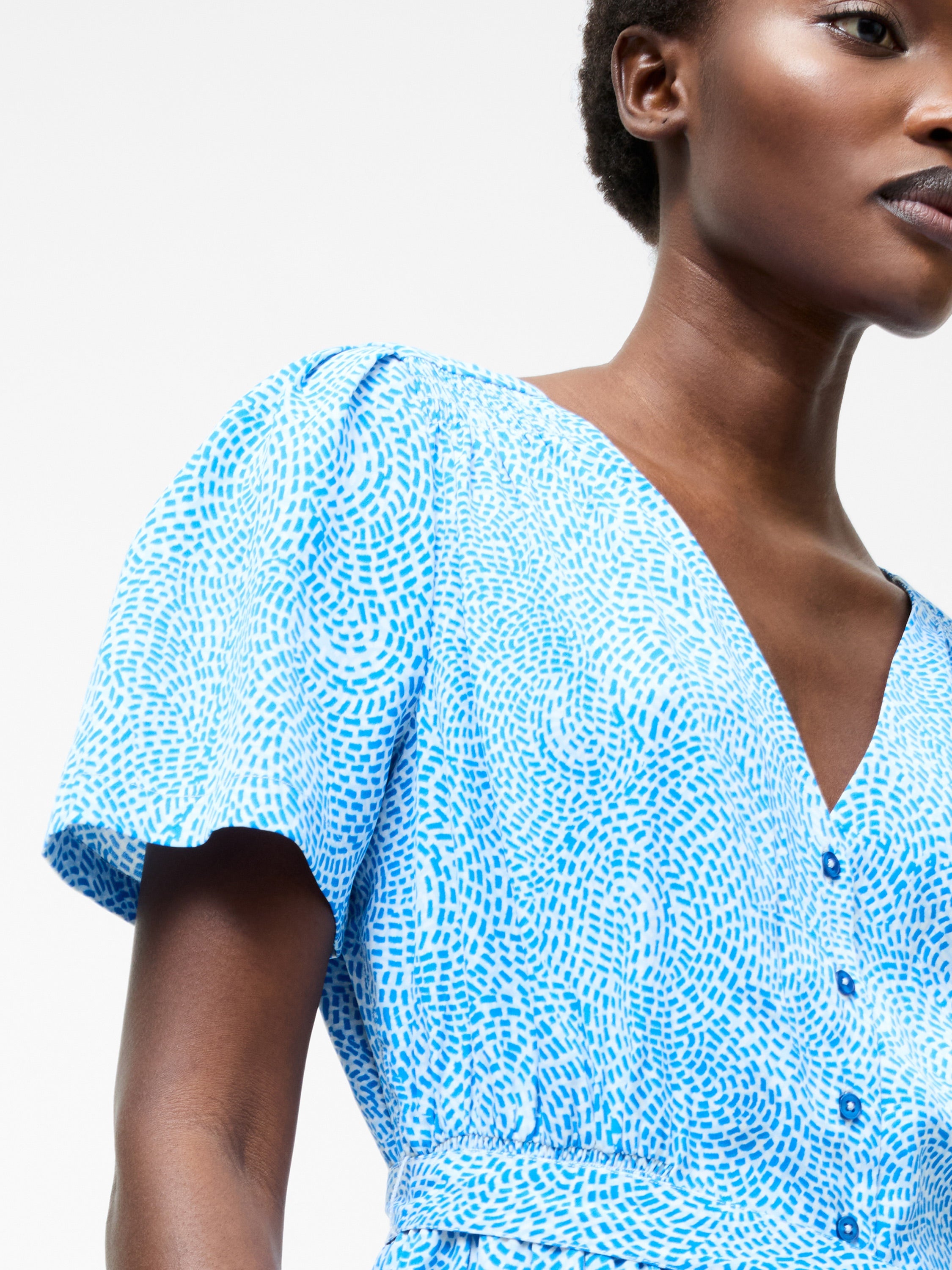 Bernice V Neck Button Through Dress